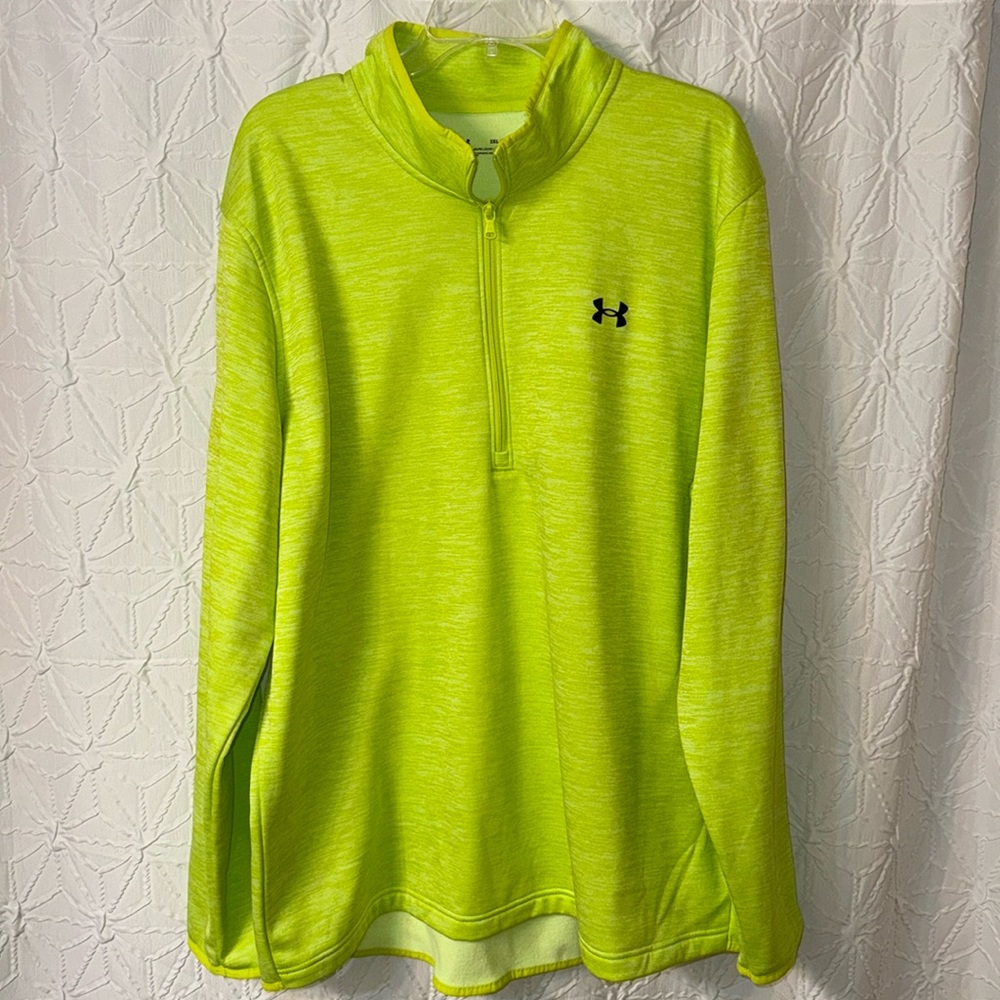 Under Armour, lime, green fleece three-quarter zip with collar